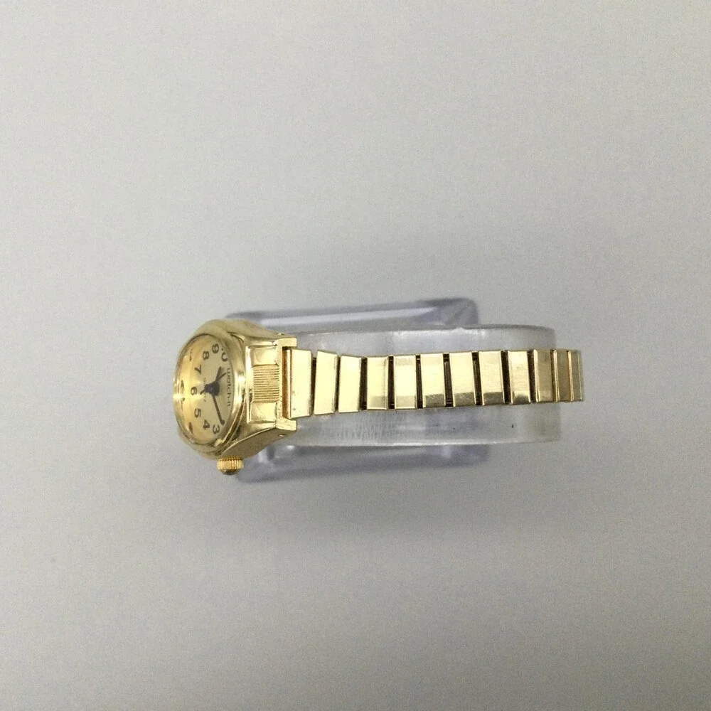 Watch-It Womens Watch 19mm White Dial Gold Tone Stretch Band New Battery
